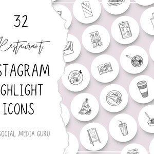 Restaurant Food Instagram Highlight Icons, Insta, Story Covers, Branding, Marketing, Social Media, Cafe, Baking, Templates, Chef, Business