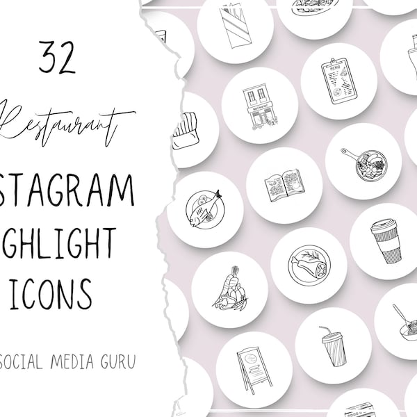 Restaurant Food Instagram Highlight Icons, Insta, Story Covers, Branding, Marketing, Social Media, Cafe, Baking, Templates, Chef, Business