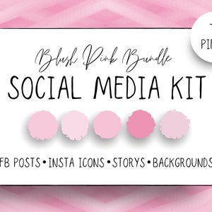 Social Media Kit, Branding, Template, Blush Pink, Social Media Pack, Instagram Story, Canva Template, Insta Icons, Highlight Icons, Facebook