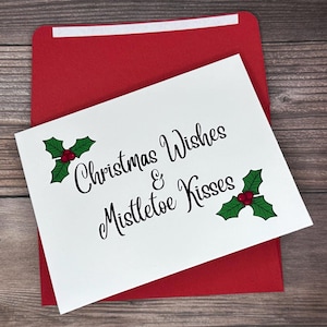 Tarjeta de Navidad, Tarjeta de amor, Tarjeta de aniversario de Navidad, Tarjeta de amor navideña, Tarjeta de muérdago, Tarjeta de deseos navideños, Tarjeta de Navidad en blanco