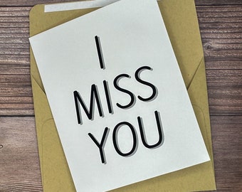 I Miss You-kaart, Thinking of You-kaart, lange-afstandskaart, gewoon omdat-kaart, kaart voor vriend, kaart voor geliefde, blanco I Miss You-kaart