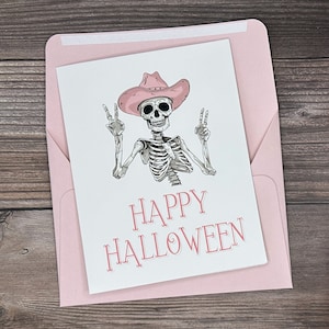 Carte d'Halloween, carte d'Halloween squelette, carte d'Halloween drôle, carte d'Halloween de cow-girl, carte pour un ami ou la famille, cartes d'Halloween vierges