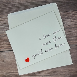 Ik hou van jou-kaart, jubileumkaart, romantische kaart voor vriend of vriendin, kaart voor man of vrouw, romantische kaart, blanco liefdeskaart