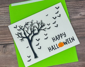 Halloween Card, Scary Halloween Card, Halloween Bat Card, Spooky Halloween Card, Card for Halloween Lovers, Blank Bat Card, Boo Cards