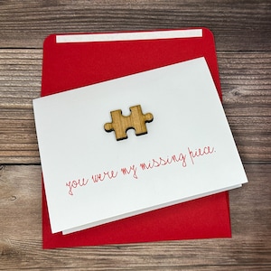 Puzzelstukkaart, jubileumkaart, Valentijnsdagkaart, romantische kaart, kaart voor hem of haar, blanco VDay-kaart, blanco liefdeskaarten, blanco kaart
