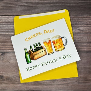 Tarjeta del Día del Padre, Tarjeta del Día del Padre Hoppy, Tarjeta Cheers Dad, Tarjeta de cerveza para papá, Tarjeta feliz del Día del Padre, Tarjeta del Día del Padre en blanco, Tarjeta Pun