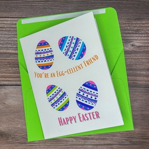 Tarjeta de Pascua, Tarjeta de Pascua divertida para un amigo, Tarjeta de huevo de Pascua, Tarjeta de Pascua feliz, Tarjeta de Pascua en blanco