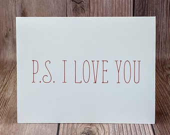 P.S. I Love You, P.S. I Love You Card, Anniversary Cards, Romantic Card for Husband, Romantic Card for Wife, Blank Love Card, Love Cards