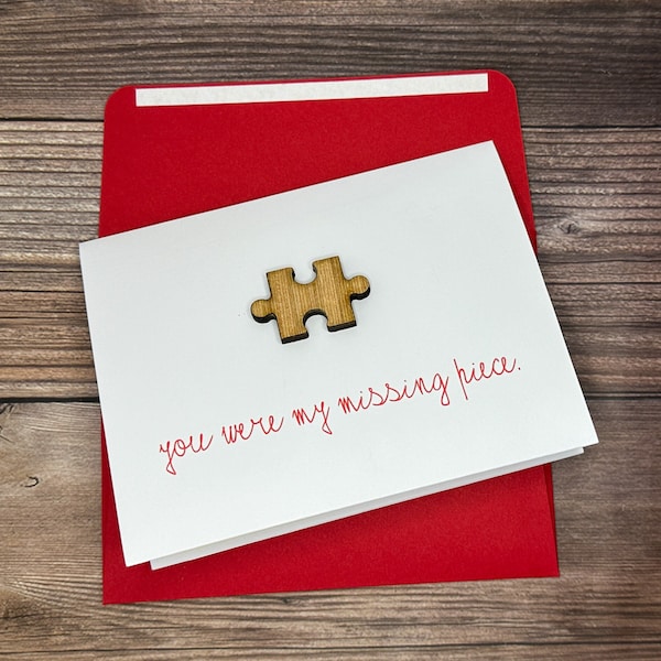 Puzzle Piece Card, Anniversary Card, Valentine's Day Card, Romantic Card, Card for Him or Her, Blank VDay Card, Blank Love Cards, Blank Card