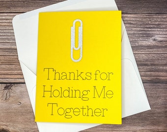 Thank You Card, Thanks Card for Family or Friend, Paperclip Thank You Card,  Friendship Thank You Card, Blank Thank You Card