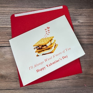 Valentine&#39;s Day Card, S&#39;Mores Card, I Love You S&#39;More, Love Card, Blank Valentine&#39;s Day Card, Card for Girlfriend or Boyfriend, Love Card