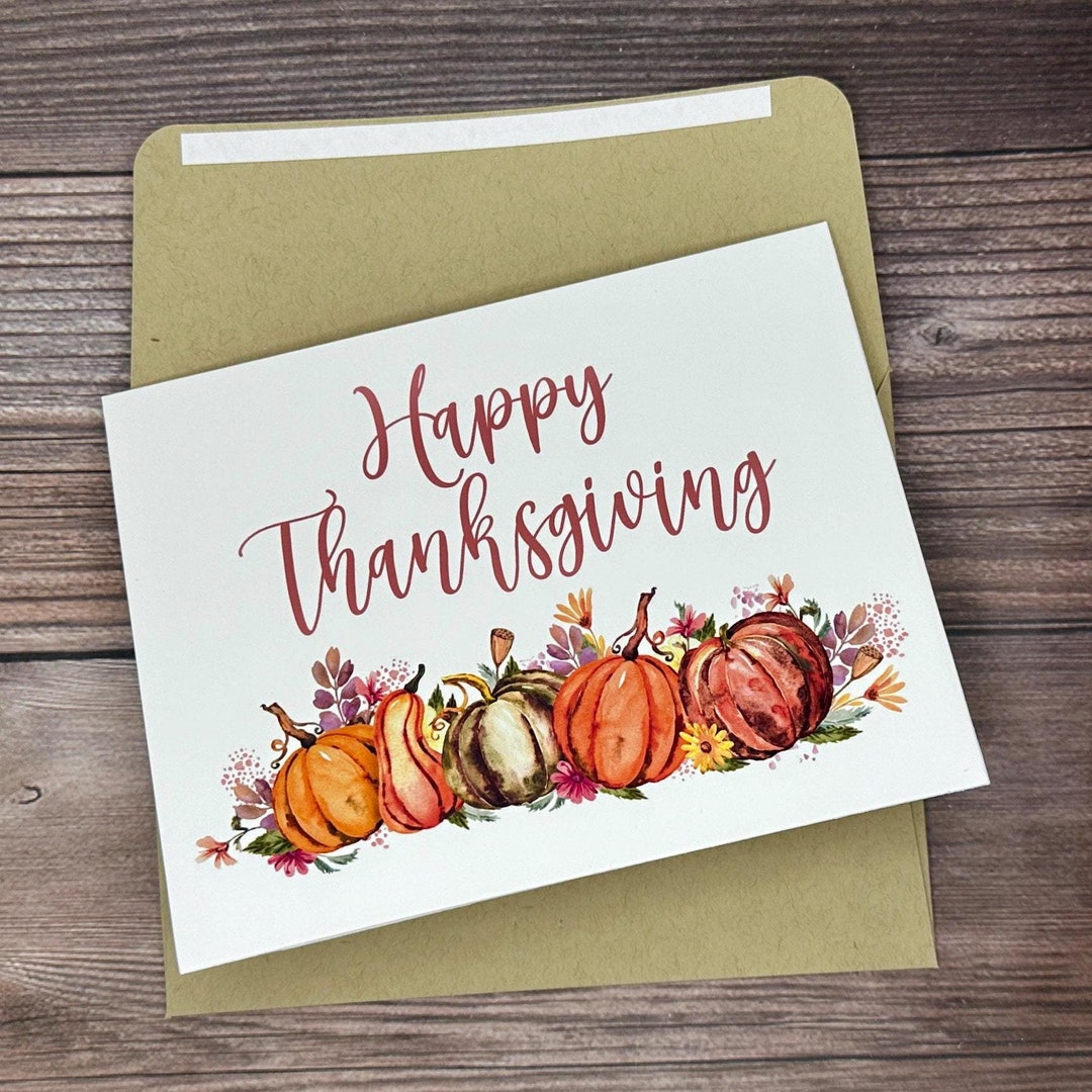 Thanksgiving Card, Happy Thanksgiving Card, Turkey Day Card, Pumpkin ...
