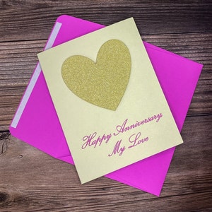 Happy Anniversary Card, Card for Girlfriend or Wife, Anniversary Love Card, Blank Anniversary Card