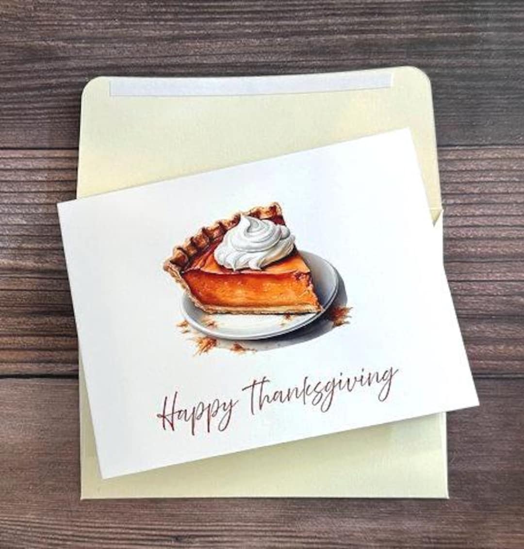 Thanksgiving Card, Elegant Pumpkin Pie Card, Happy Thanksgiving Card ...
