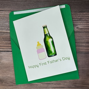 Tarjeta para el primer día del padre, Feliz día del padre, Tarjeta para papá primerizo, Tarjeta para papá cervecero, Tarjeta en blanco para el día del padre, Tarjeta para papá niño o niña, Tarjeta para papá con saludos