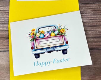 Easter Card, Easter Truck Card, Easter Egg Card, Happy Easter Card, Easter Greetings Card, Blank Easter Card, Hoppy Easter Card