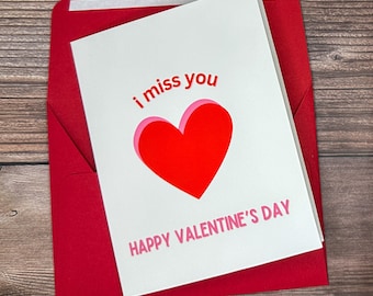 I Miss You Valentine's Day Card, Long Distance Valentine's Day Card, Blank Love Card, I Love and Miss You Card, Long Distance Love Card