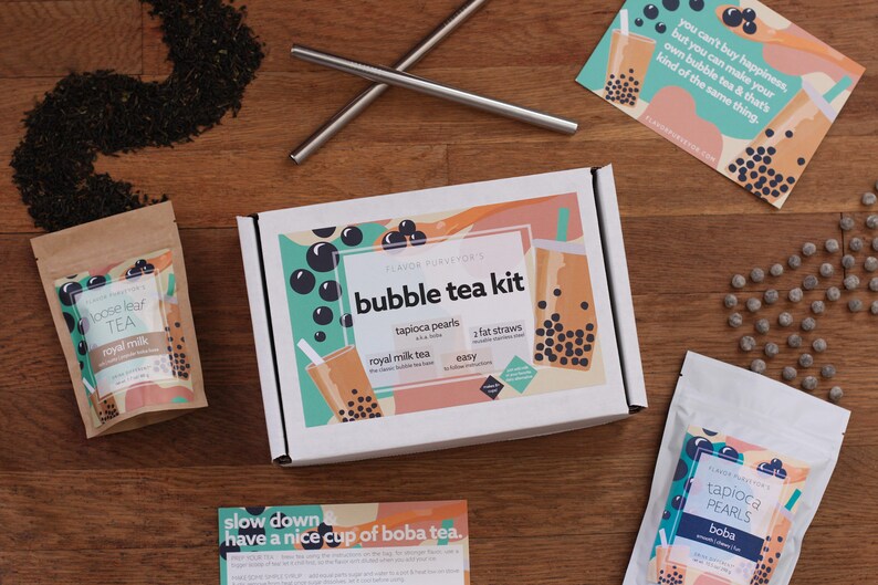 Bubble Tea Kit DIY Boba Tapioca Pearls | Etsy