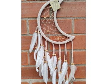 Moon Dreamcatcher, Natural Beige White, 21cm Medium Size