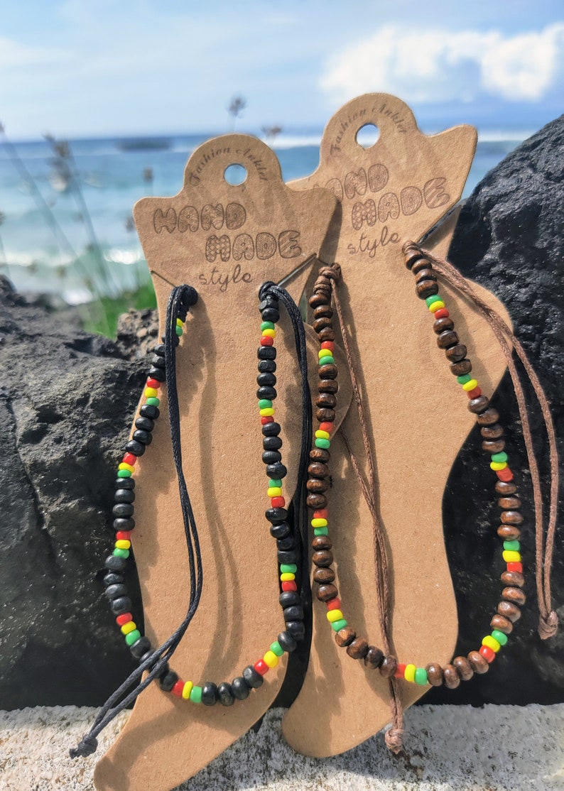 Simple Rasta Anklet Rasta Jamaican Beaded Anklet, Black Brown Ankle Bracelet, Rasta Beads ...