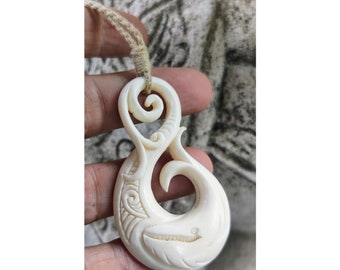 Bone Whale Pendant, Maori Style Whale Hei Matau, Whale Hook