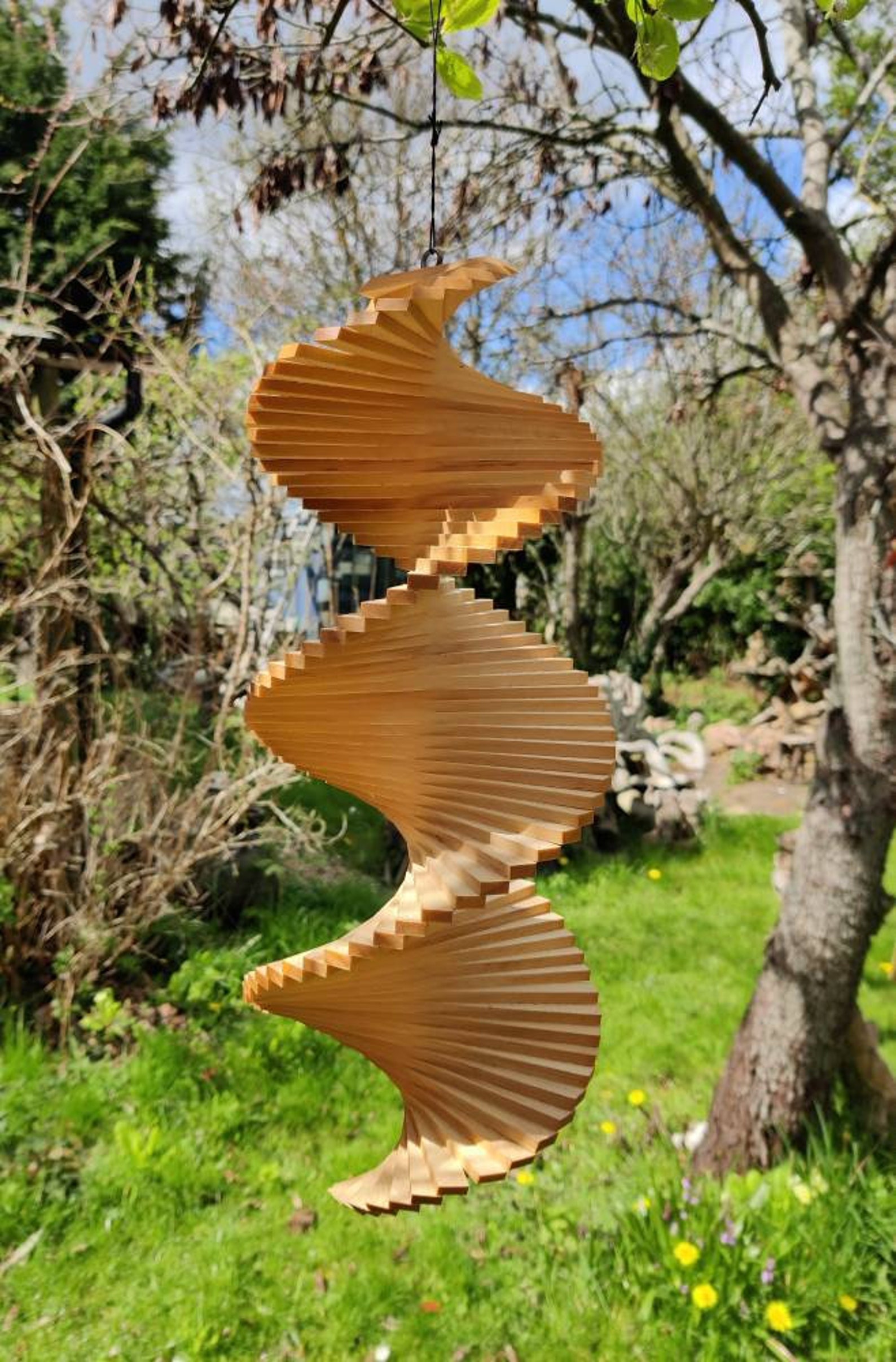 Plain Natural Wooden Windspinner Garden Decor Etsy