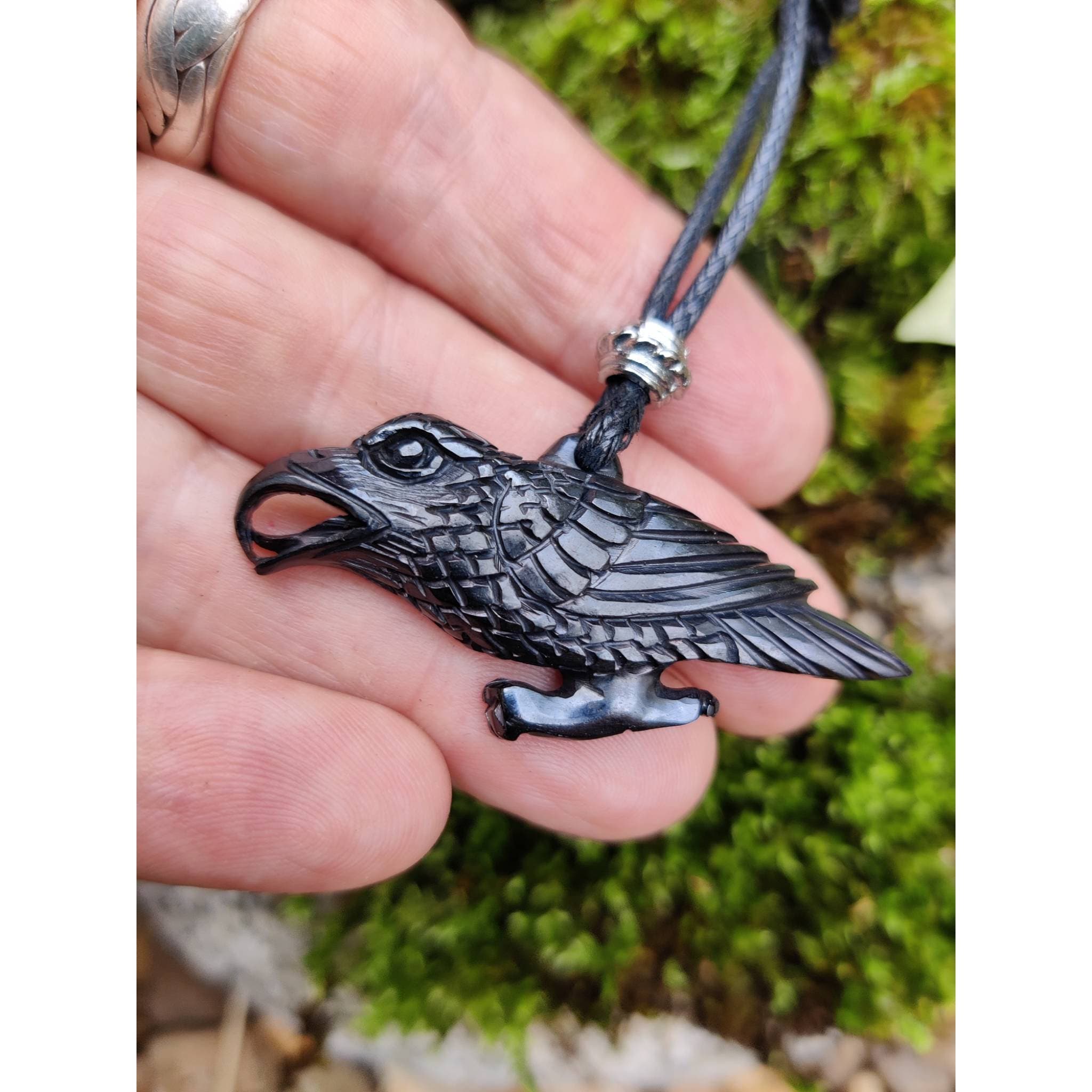 Bone Raven Crow Pendant Hand Carved Raven Necklace Black Etsy UK