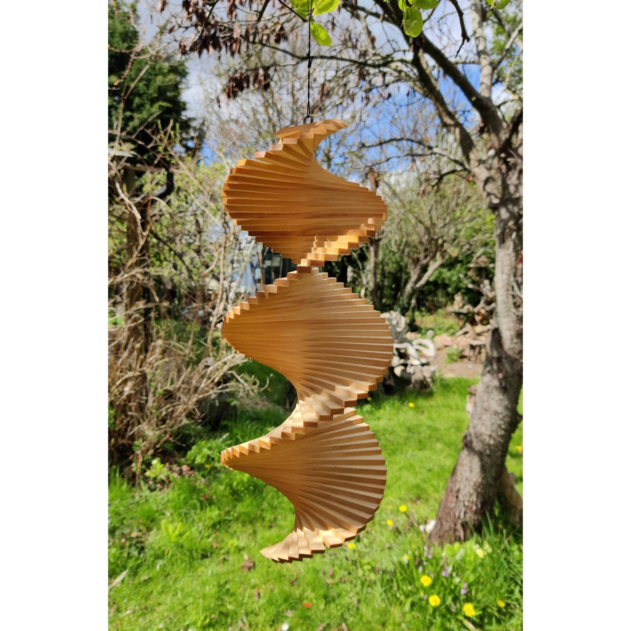 Plain Natural Wooden Windspinner Garden Decor