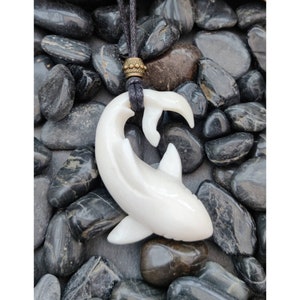 Shark Pendant, Bone Shark Necklace, Hand Carved