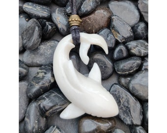 Shark Pendant, Bone Shark Necklace, Hand Carved