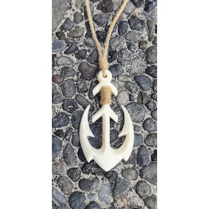 Anchor Pendant, Bone Anchor Necklace, Hand Carved