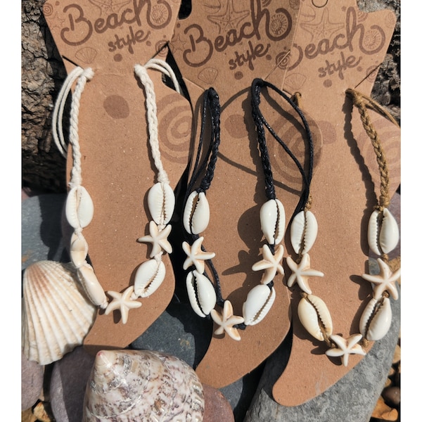 Cowrie Shell and Starfish Anklet,  Shell Ankle Bracelet, Cowrie Shell Jewellery