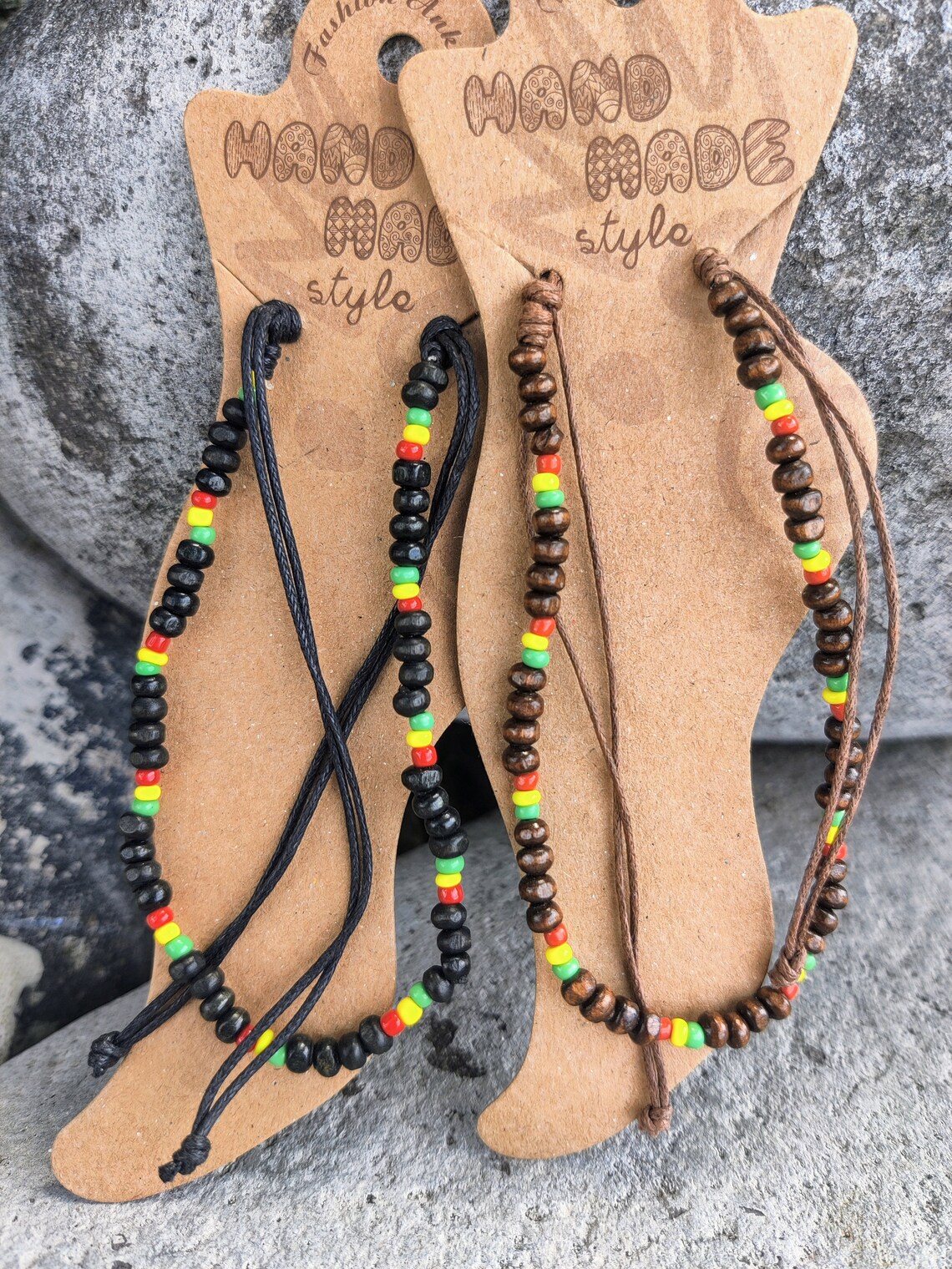Anklets Rasta Rasta Jamaican Beaded Anklet, Black Brown Ankle Bracelet, Rasta Beads ...