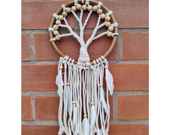 Tree of Life Rattan Dreamcatcher Wall Decor Macrame Medium 16 cm