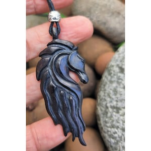 Bone Black Viking Horse Head Pendant Norse Icelandic