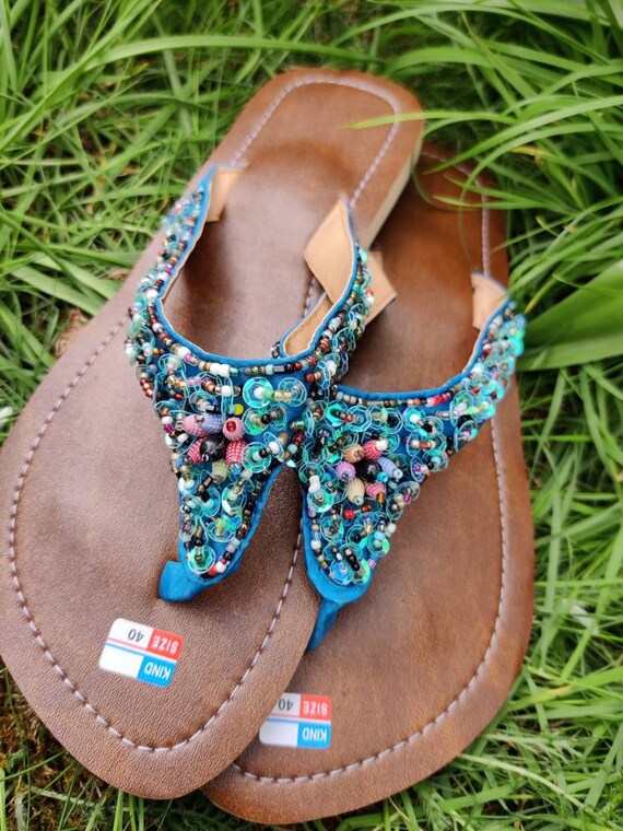 turquoise flip flops