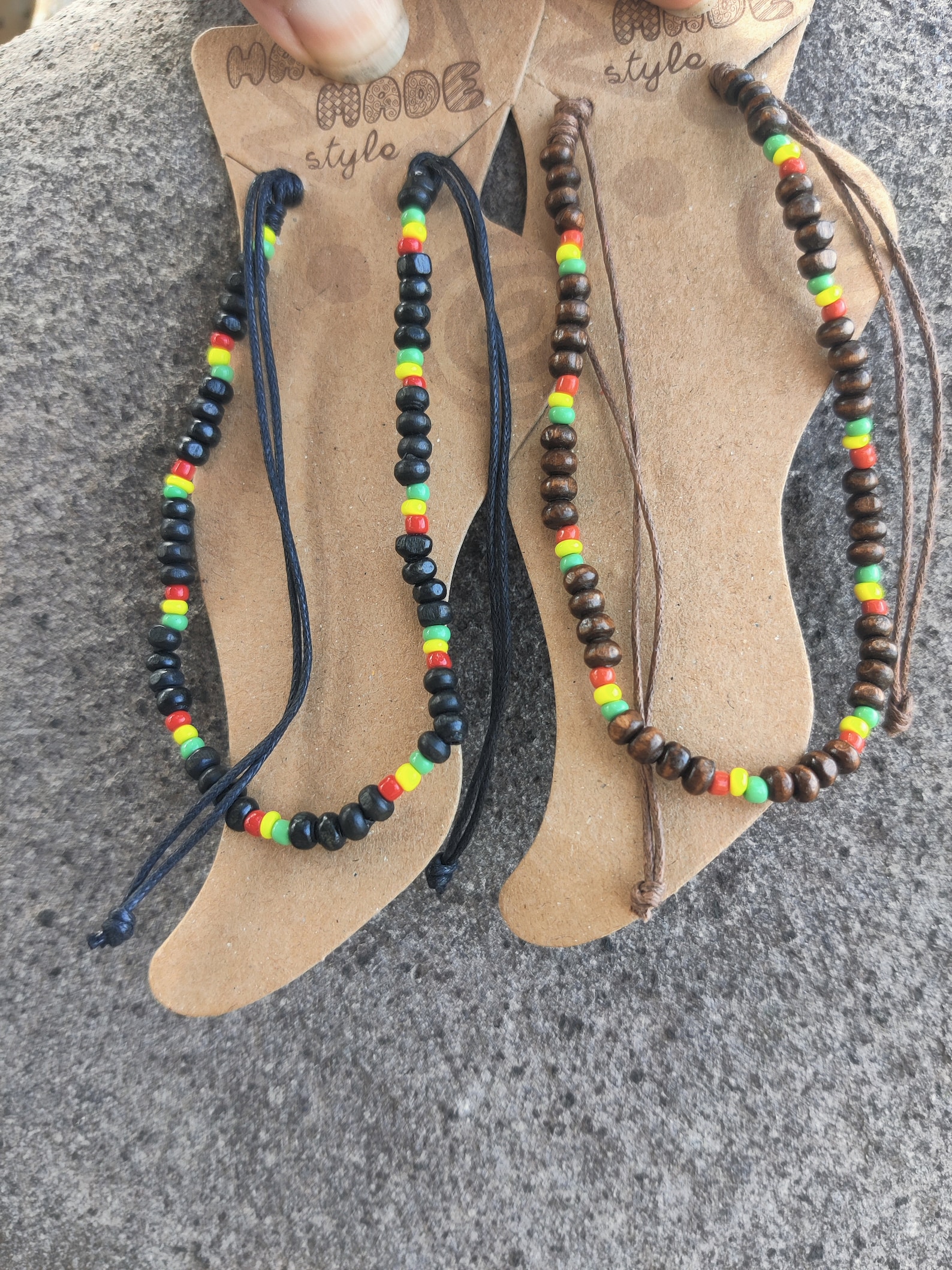 Anklets Rasta Rasta Jamaican Beaded Anklet, Black Brown Ankle Bracelet, Rasta Beads ...