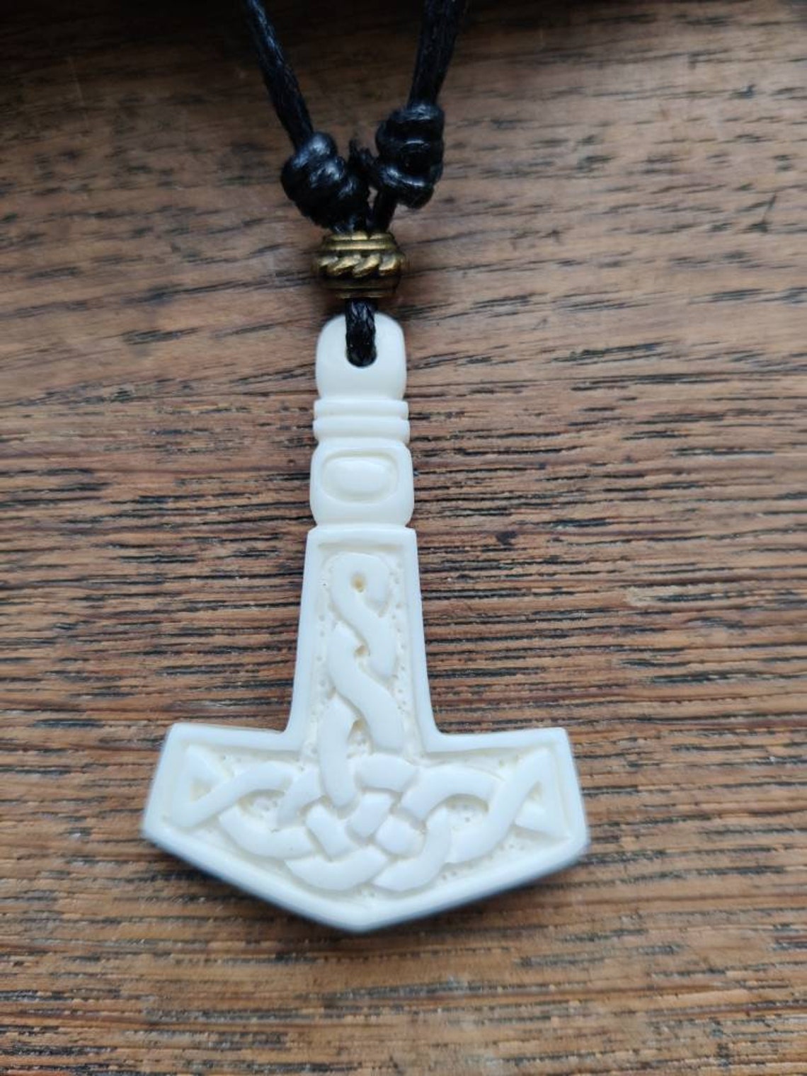 Celtic Thors Hammer Pendant Handcarved From Bone Etsy