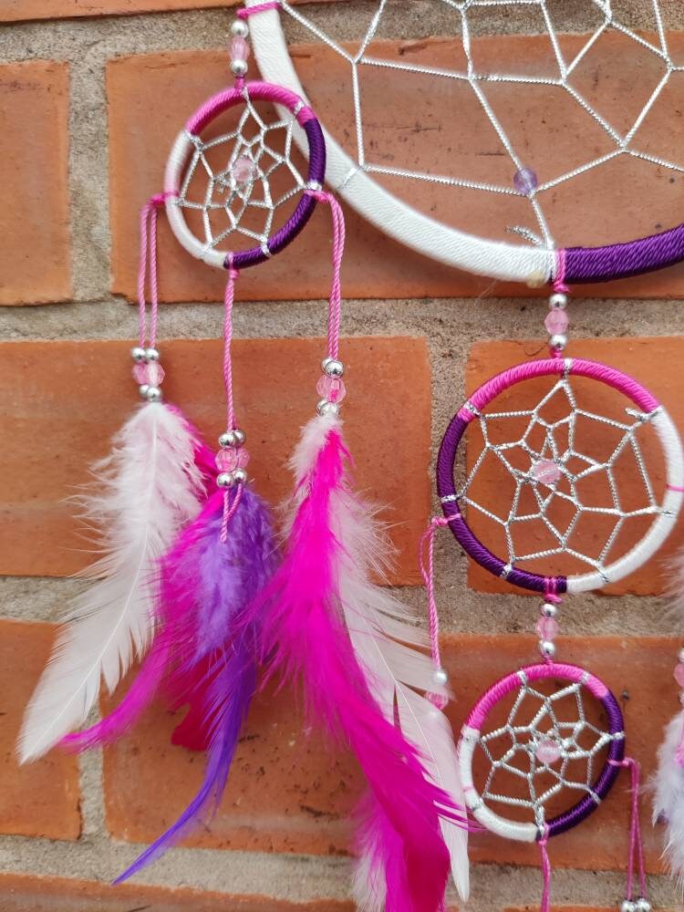 Pink Purple White Dreamcatcher, Medium Size, 5 Rings - Etsy