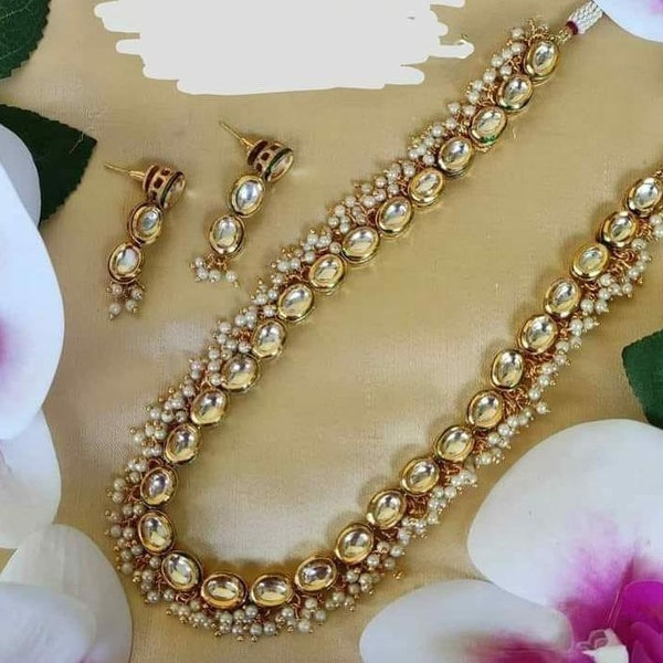 Classic Statement necklace | Kundan Jewelry Rani Haar | Indian Long Necklace | Wedding Kundan Jewelry for Women | Gold Plated Jewelry