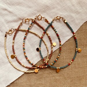 Set of 4 Beaded Bracelets | Gold Filled Bracelets | Gold Charm | Boho Jewelry, Bracelet Stack