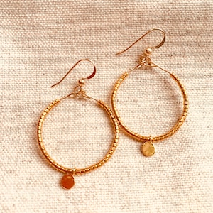 Small Gold Beaded Hoop Earrings | Miyuki Bead and Gold Hoop Earrings | Boho Jewelry | Jewelry for Women | Gold Jewelry | Earrings | Gift