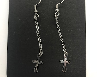 Dangly Stainless Steel Cross Earrings, Nancy The Craft