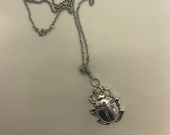 Großer ägyptischer Skarabäus-Anhänger mit Edelstahlkette