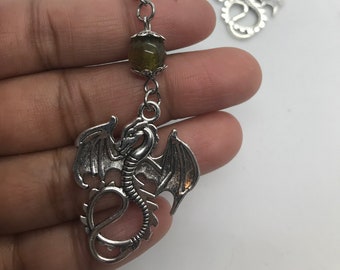 Dragon Earrings with Dragon Vein Agate Beads