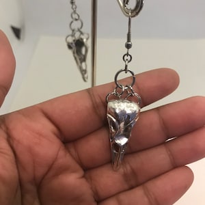 Raven Skull Earrings, Gothic Jewellery