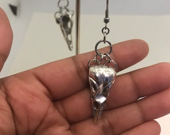 Raven Skull Earrings, Gothic Jewellery