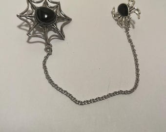 Spider web with spider collar pins, gothic pins