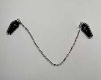 Coffin Collar Pins, gothic collar pins