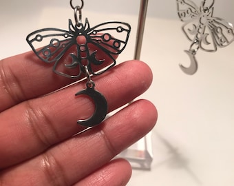 Luna Moth stainless steel earrings